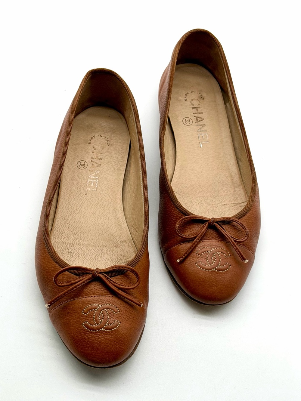 Chanel CC Cap Toe Caviar Leather
Bow Ballet Flats Brown EU 39 US 8.5 - Picture 10 of 12